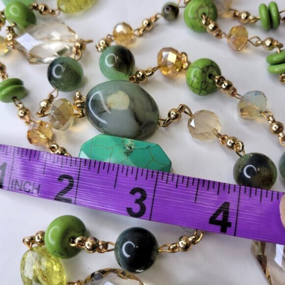 Green Glass Bead Long Necklace - Picture 8 of 11